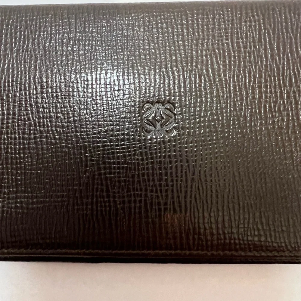 Loewe brown‎ leather anagram bifold long wallet